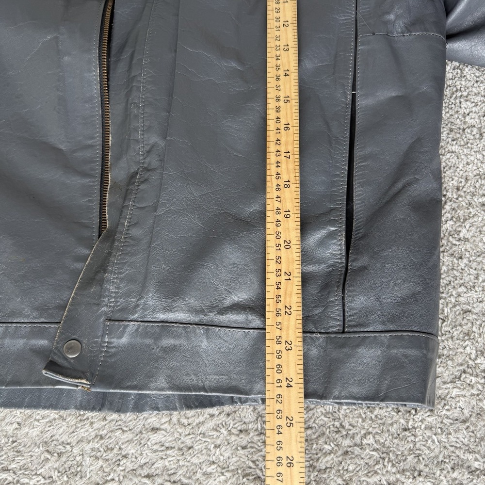Vintage Genuine Leather Size 44 Men's Grey Jacker Coat Made in Brazil - Picture 11 of 11